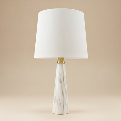  Lampe de table élégante en faux marbre Abat-jour en tissu doux et ambiant