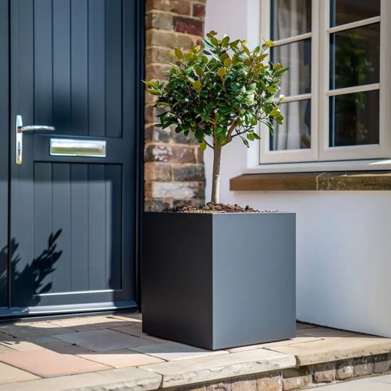 Babrow Metal Planter Box, 60cm H x 60cm W x 60cm D, Grey