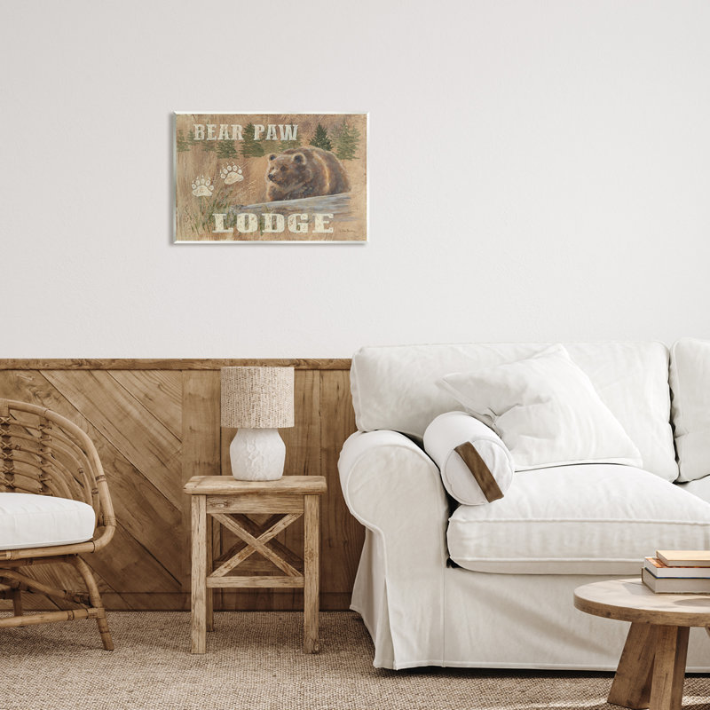 «Bear Paw Lodge Cabin Paw Shapes Floater», art mural par Pam Britton, H 36 po x l 48 po x P 1,5 po, Toile tendue
