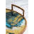 20.9X20.1X3.1" Round Accent Mirrored Tray With Blue And Gold Artisitic Pattern And Handles