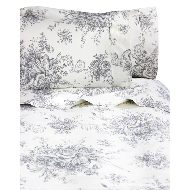 Ensemble de draps 100% coton 400 fils Benedictine, Gris, Très grand californien