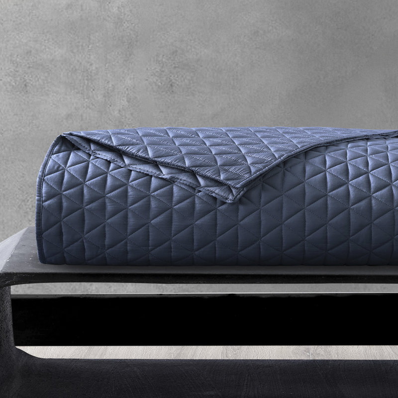 Emmeline Tencel Reversible Quilt Set, Navy, King Quilt