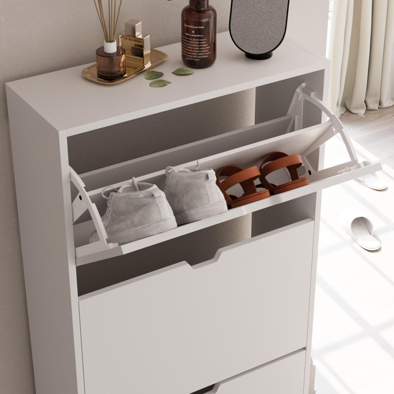 18 Pair Shoe Storage Cabinet, White