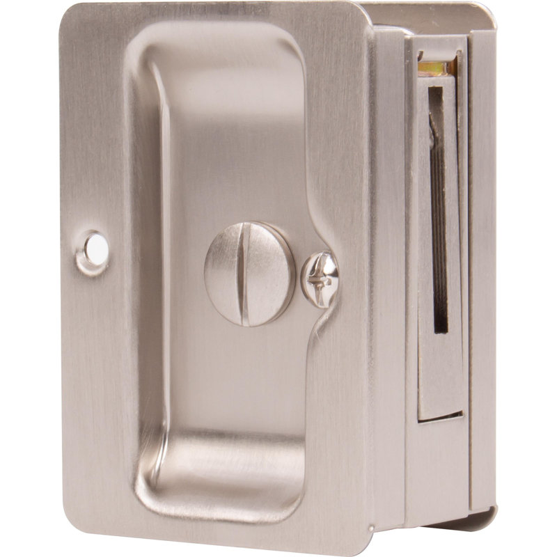 Serrure longue pour porte escamotable, Nickel satiné
