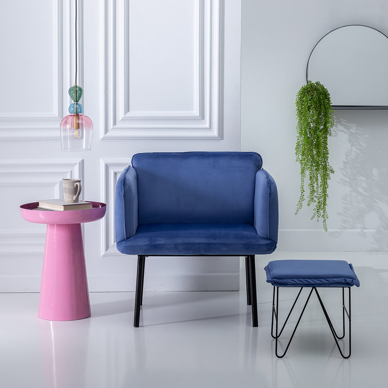 Jerrod Iron Accent Stool, Blue