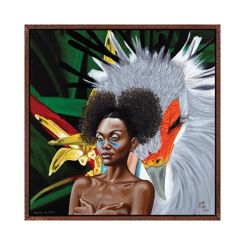 Passaros De Verao by Christian Beijer - Print on Canvas, Classic Brown Wood Framed, 93.98cm H x 93.98cm W x 3.81cm D