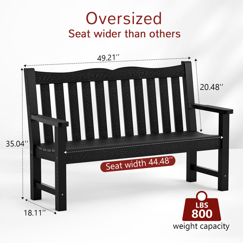 Banc d'extérieur imperméable 49 po, Noir