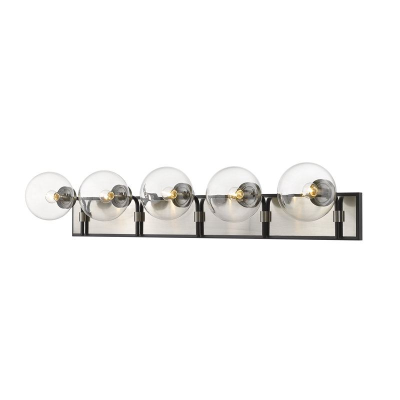 Éclairage de meuble-lavabo à intensité réglable 5 lumières Rosmeer, Nickel brossé, Transparent