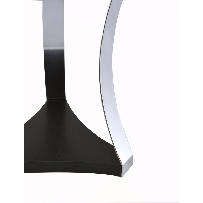 Table de bout en verre noir et finition chromée