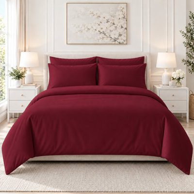 6-Piece Rayon from Bamboo Sheet Set, Cooling Soft Breathable Deep Pocket Bedding with Pillowcases Burgundy Queen