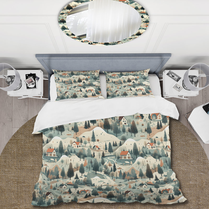 Ensemble de housse de couette Mountain Cabin, Housse de couette pour grand lit et 2 taies décor