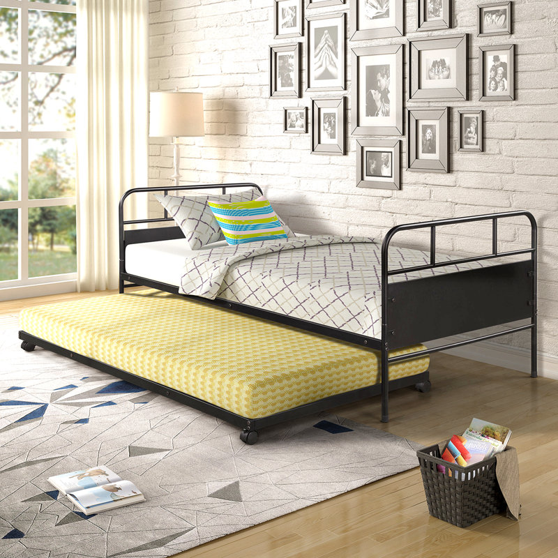 [Non autorisé à vendre à Walmart] Structure de lit plateforme en métal avec roulettes intégrées, taille simple
