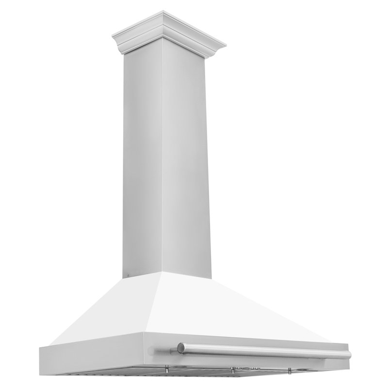 ZLINE 36 in. Convertible Stainless Steel Range Hood with Matte Shell and Stainless Steel Handle, White Matte
