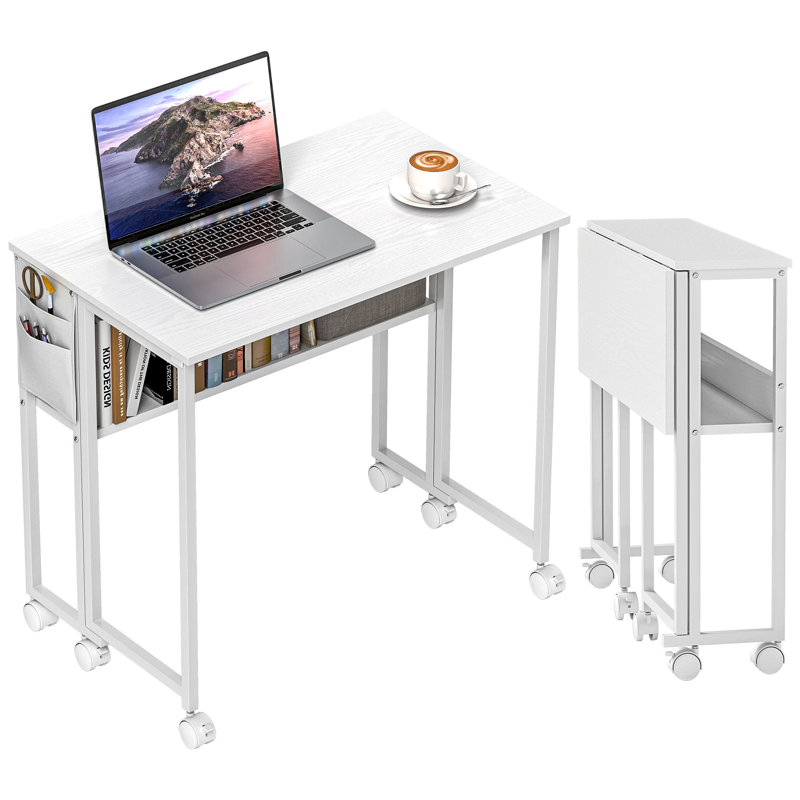 Writing Desk, White/White, 75cm H x 80cm W x 50cm D