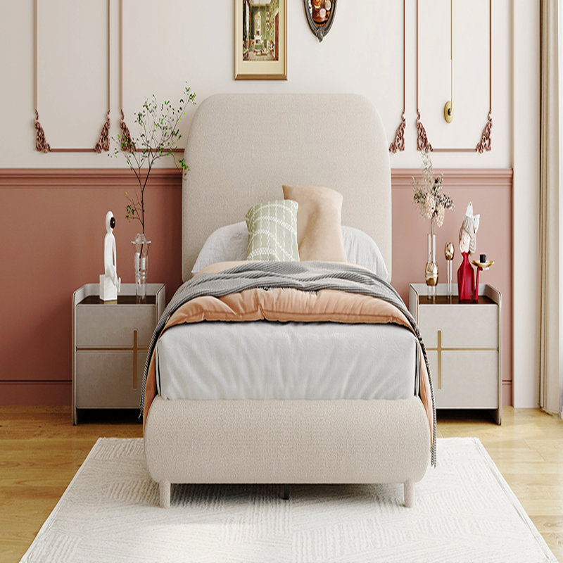 Lit plateforme en tissu d'ameublement Teddy, Double