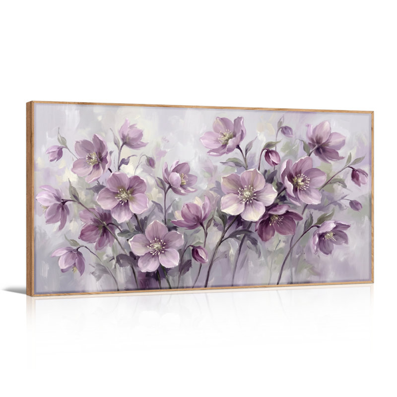 Fleurs mauves, reproduction d'art sur toile, ensemble de 1, Natural, 48“W x 24”H