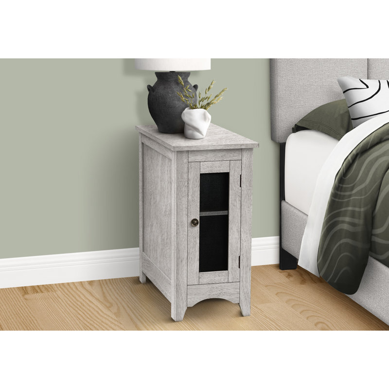 Table de chevet étroite avec espace de rangement: table d'appoint gris délavé pour placage de chambre à coucher