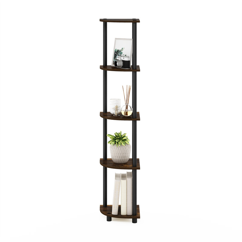 Corner Bookcase, Amber Pine/Black