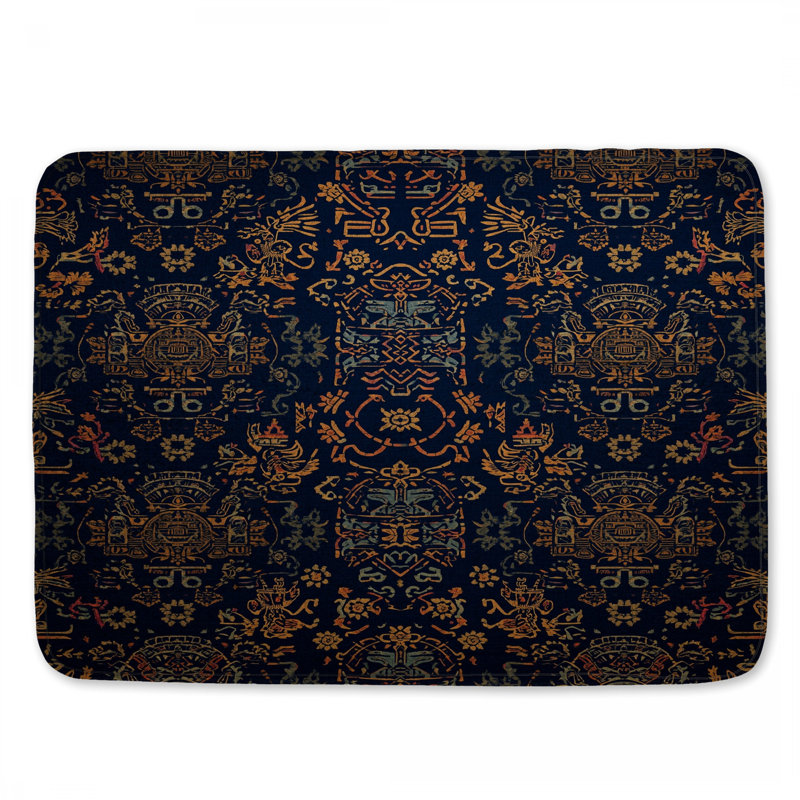 Tapis de bain à motif géométrique complexe, L 24 po x L 17 po