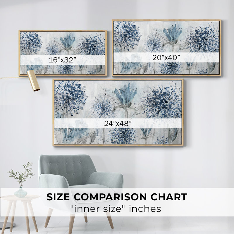 «Field of Blue», toile tendue avec châssis encadré, prête à être accrochée, Naturel, H 17 po x l 33 po