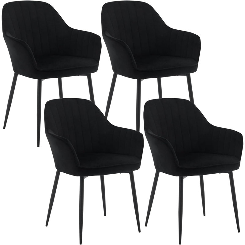 Valter 46cm H Velvet Upholstered Armchair, Black