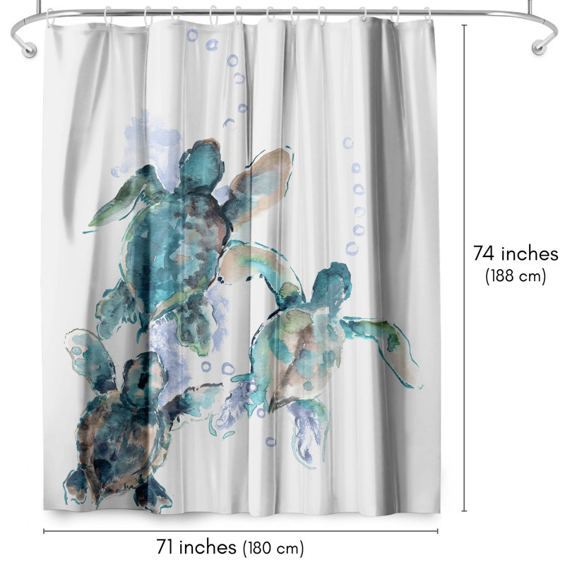 Rideau de douche Thirza Coastal 71x74 avec crochets inclus, Turquoise