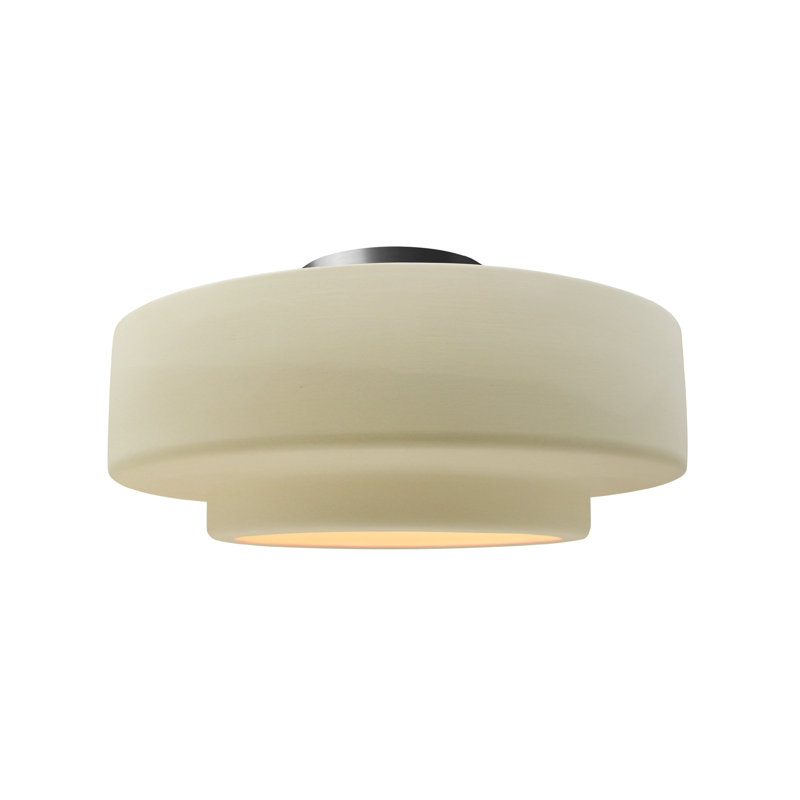 Plafonnier semi-encastré Radiance, H 7,25 po x l 14,5 po x P 14,5 po, Vanille lustrée, Nickel brossé