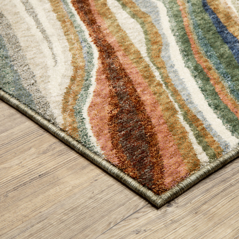 Holub Abstract Waves Multi-colored Area Rug, Rectangle 6'7" x 9'9"