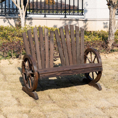 Outsunny 2 Seater Adirondack Garden Bench Comfortable Carbonized Colour