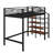 Twin-Sized Metal Loft Bed, Features Upper Grid Storage Shelf And Ladder With Side Compartments-1935162052