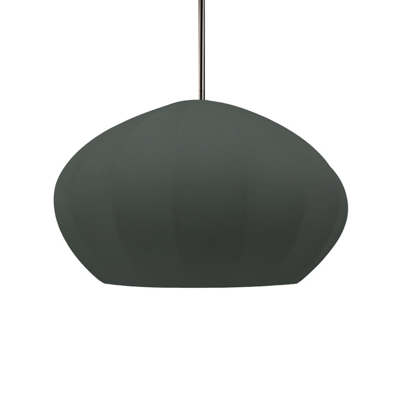Radiance - Luminaire suspendu ovale 1 lumière cannelé - Vert étain - Nickel brossé - DEL dédiée - Tige rigide, Étain, vert