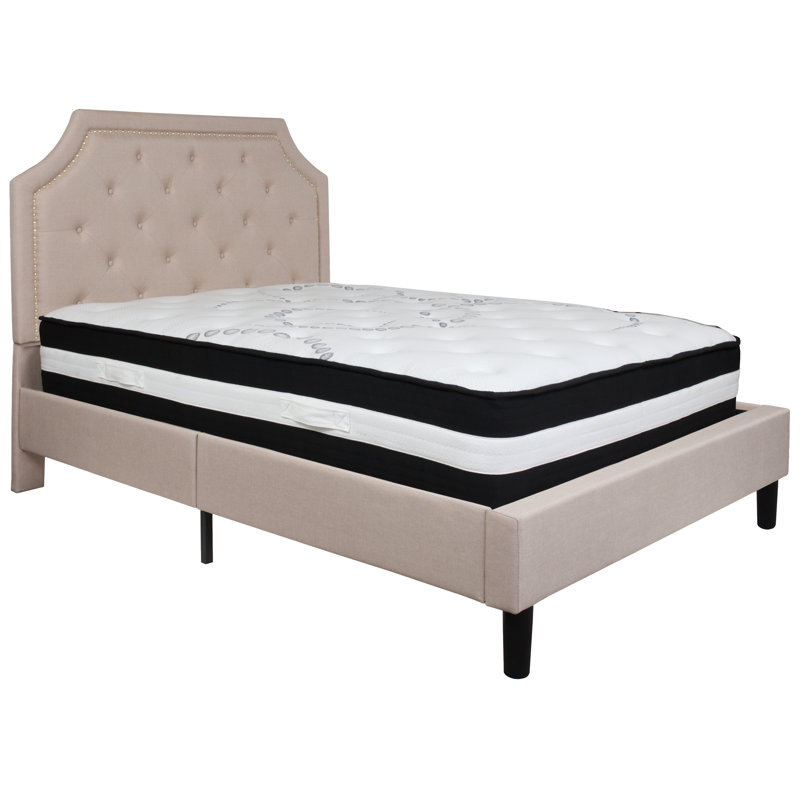 Matelas arqué et capitonné Aluino, Beige, Double