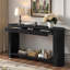 Console moderne avec 3 tiroirs, tablette inférieure ouverte et pieds semi-circulaires-679122233