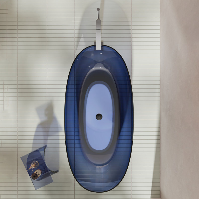 Baignoire de trempage autoportante en résine avec drain escamotable 59 po. X 28 po. MonBlari, 59.06" L x 28.35" W x 21.65" H