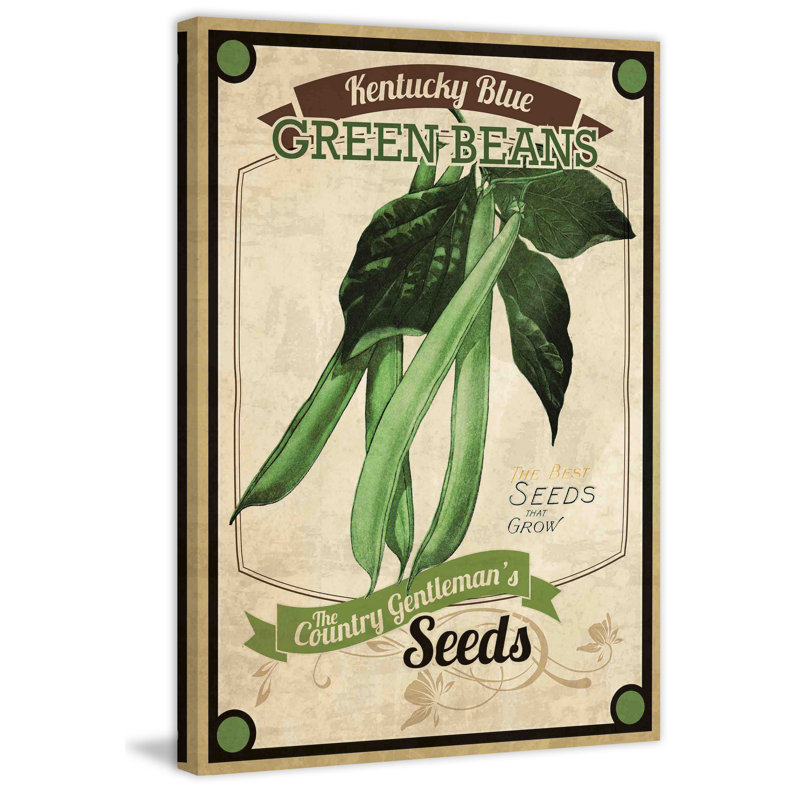 « seed packet greenbeans », reproduction d’art sur toile tendue, H 60 po x l 40 po