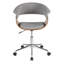 Chaise de bureau en bois de noyer et tissu gris clair