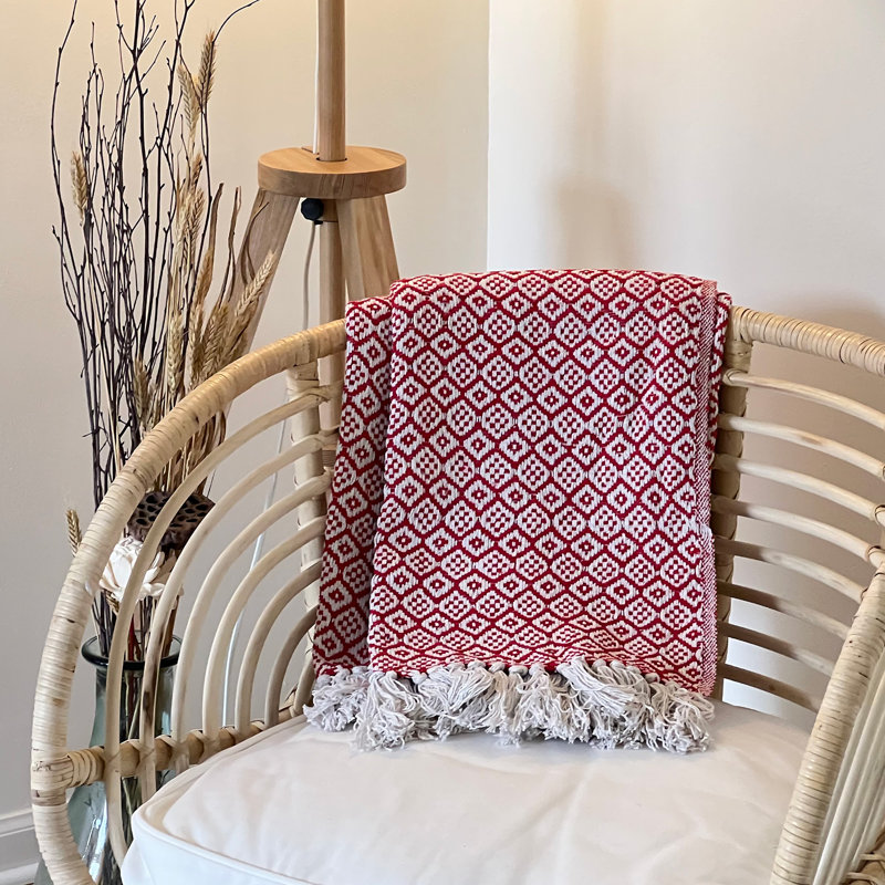 Hand Woven Throw Blanket, Red