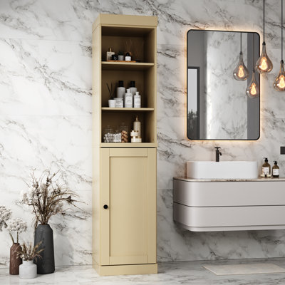 Armoire de rangement modulaire autoportante 100% bois massif avec porte ouverte et porte Shaker, tablettes réglables, l 16,5 po x H 71,5 po