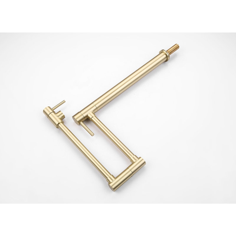 Pot Filler Faucet With Extension - 360 Rotating And Foldable, Brushed Gold, Brass, Double Handles For Convenient Water Release, Corrosion Surface Rotation Folding Feature, Effortless Access, Treatment