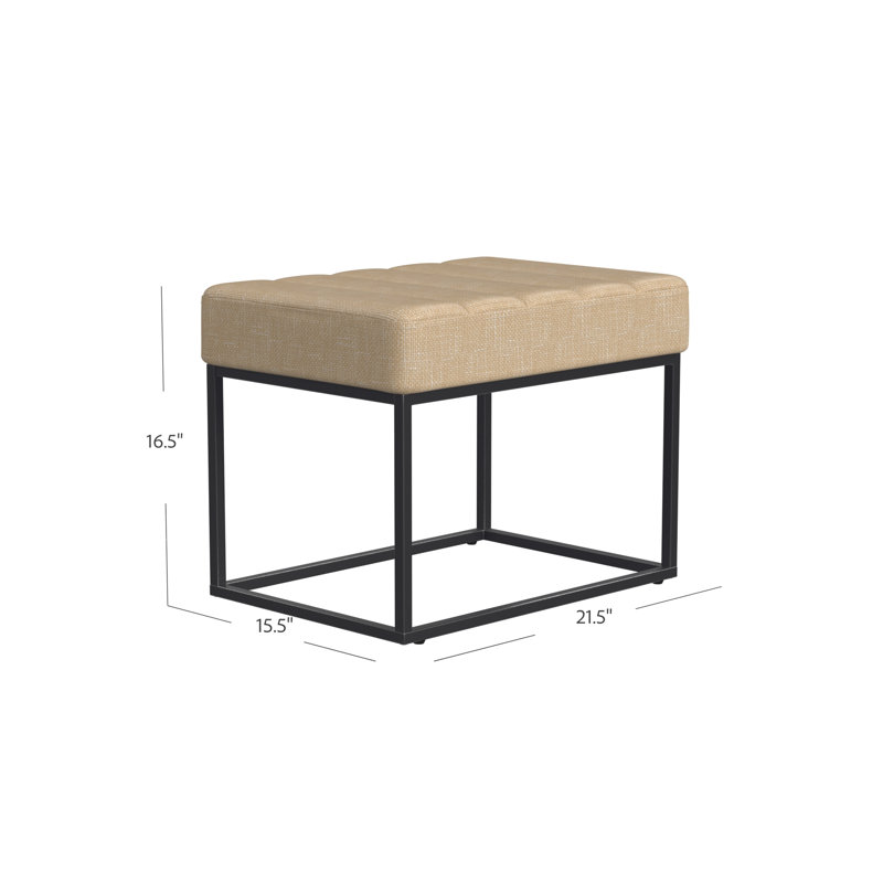 Homepop Theodore Small Ottoman, Theodore Ottoman Tan Polyester