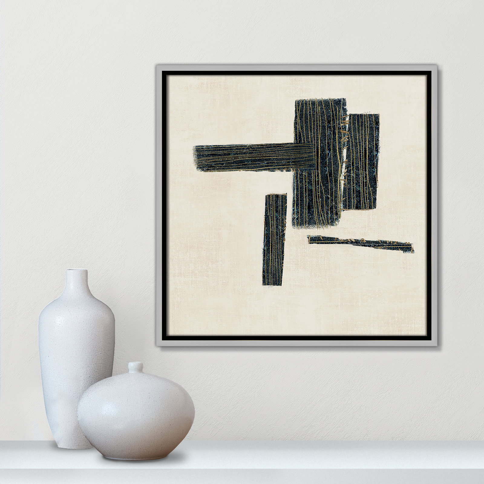 Copeland "Stitched II" Print, Silver, 17.5" H x 17.5" W