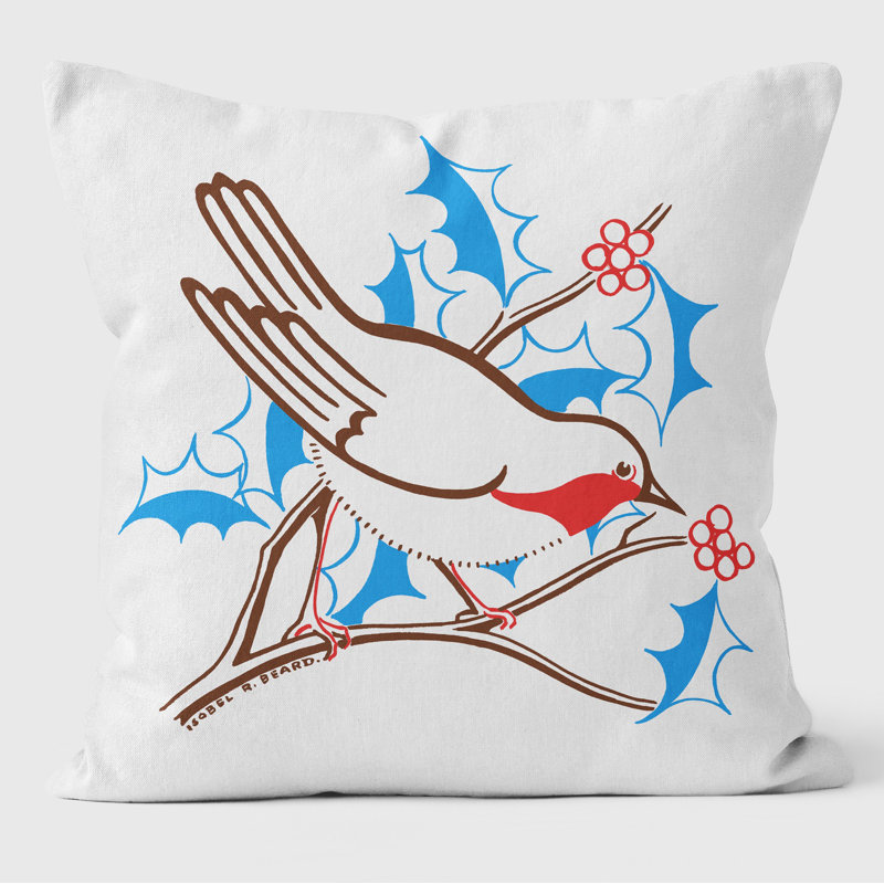 Robin & Berries - Christmas Cushion