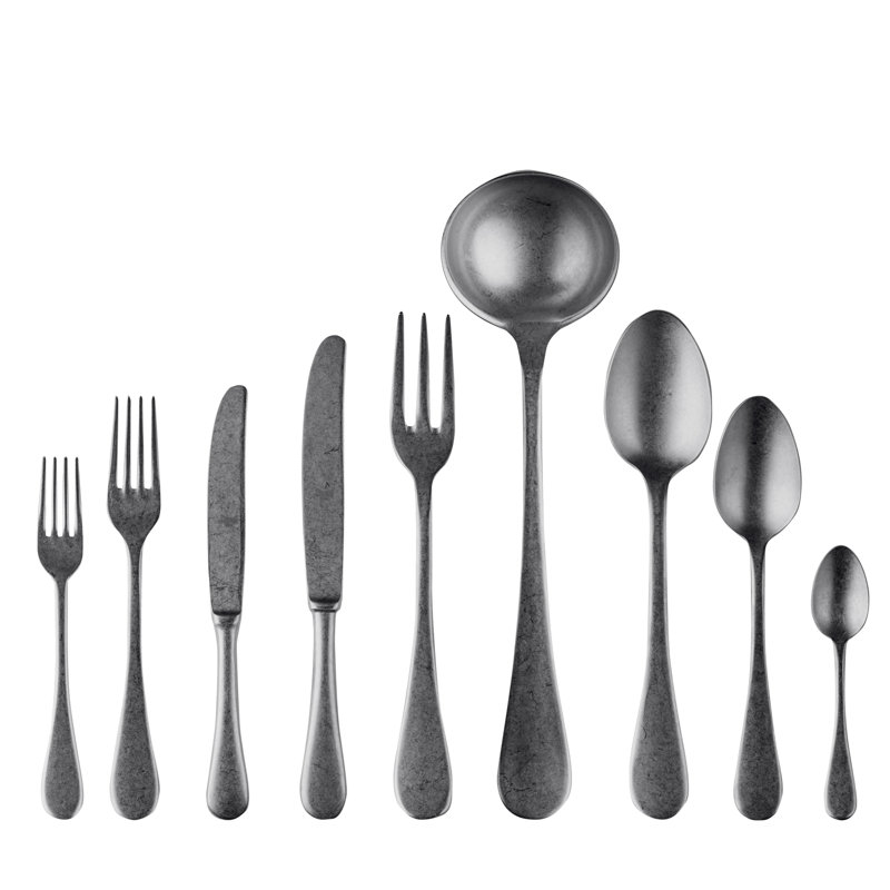 Vintage 39 - Piece Stainless Steel Flatware Set - Service for 6, Black Gold