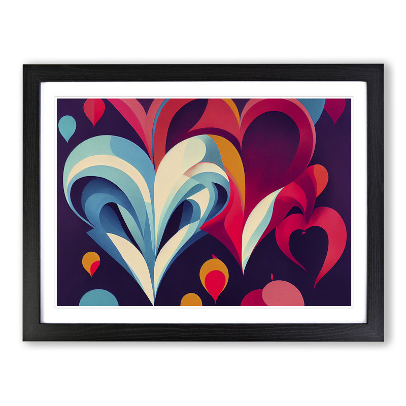 Love Hes Abstract - Single Picture Frame Print, 46cm H x 64cm W x 2cm D, Black