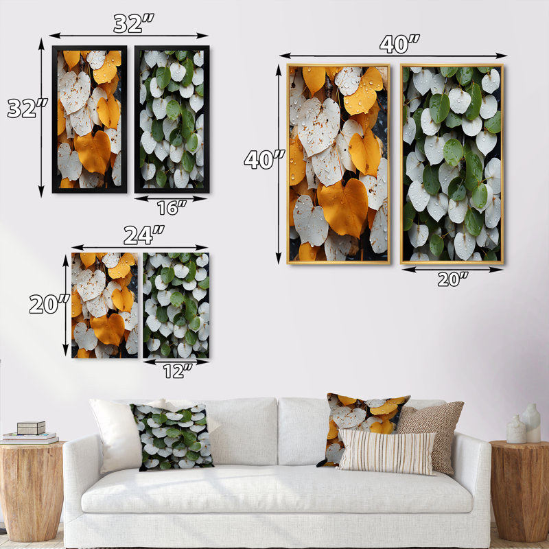 «White Yellow Forest Leafs In Aspen Colorado», 2 pièces, Toile tendue, H 24 po x l 20 po