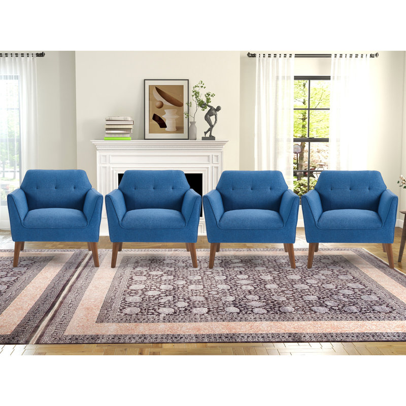 Fauteuil d'appoint rembourré de 32,2 po de largeur en bois massif scandinave, Blue