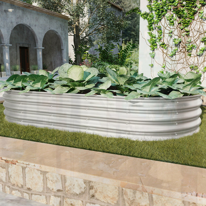 Galvanized Planter Raised Garden Beds, 12" H x 72" W x 36" D