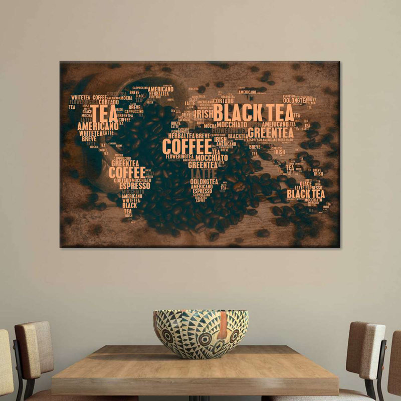 Carte du monde du café, H 8 po x l 12 po x P 1 po