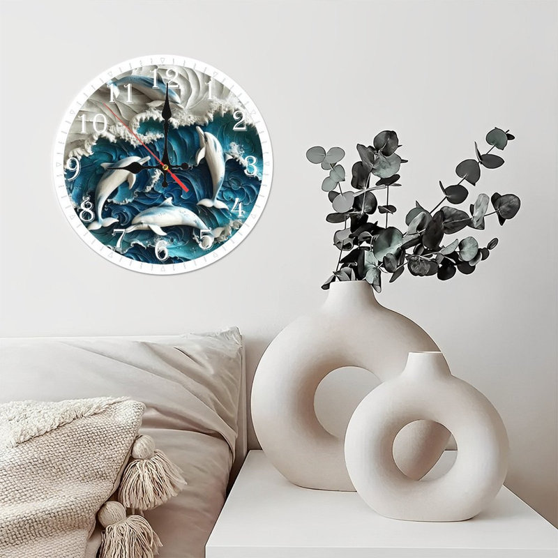 Horloge murale en bois 10 po, mouvement silencieux, à piles (piles AA non incluses), décor artistique, parfait pour les décorations