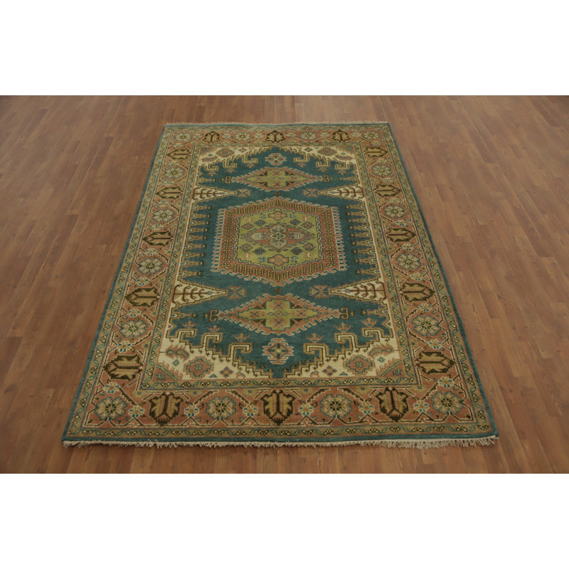 Tapis traditionnel indien en laine à motif géométrique 6 x 9